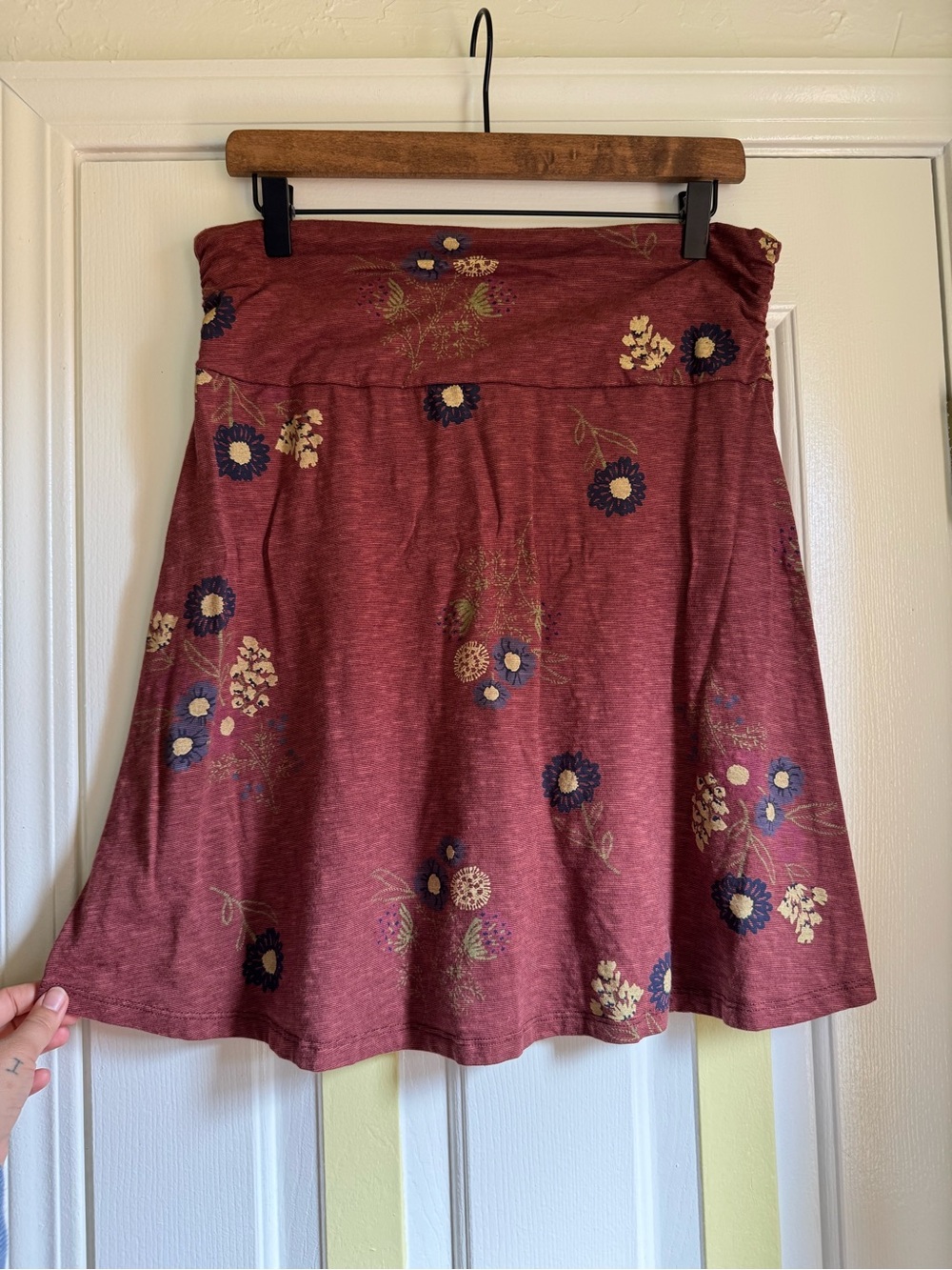 Toad&Co red skirt with floral print